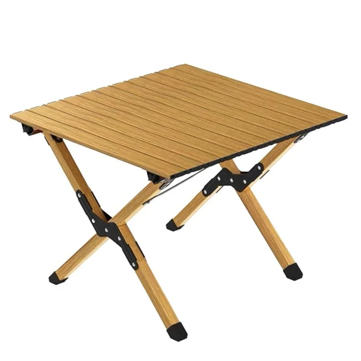 Wood-Look Aluminum Roll-Top Camp Table — supplier listing photograph